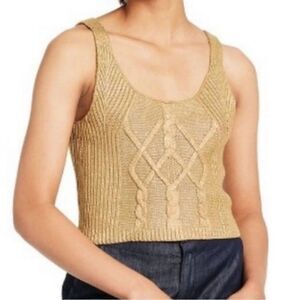 Kika Vargas x Target Gold Metallic Cable Knit Tank Top Sweater Womens Plus 3X